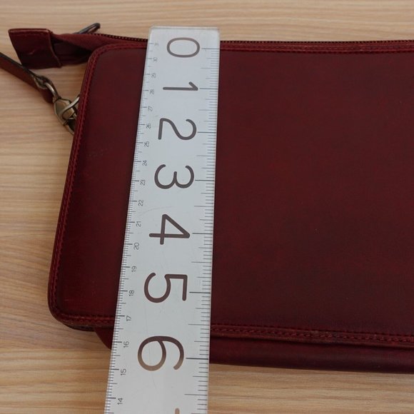 Vintage Celine Bag Leather Crossbody Shoulder Sling Purse Burgundy Weave RARE - Picture 9 of 16